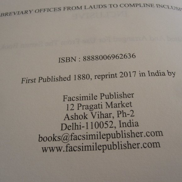 Breviary Offices from Lauds to Compline Inclusive Reprint of 1880 Edition HC - Picture 6 of 11